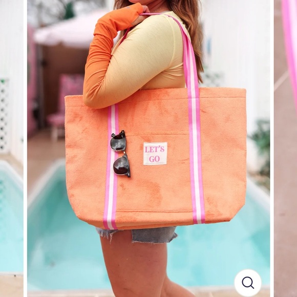 Jadelynn Brooke French Terry Sky Blue Tote with Ivory Straps - Picture 6 of 6